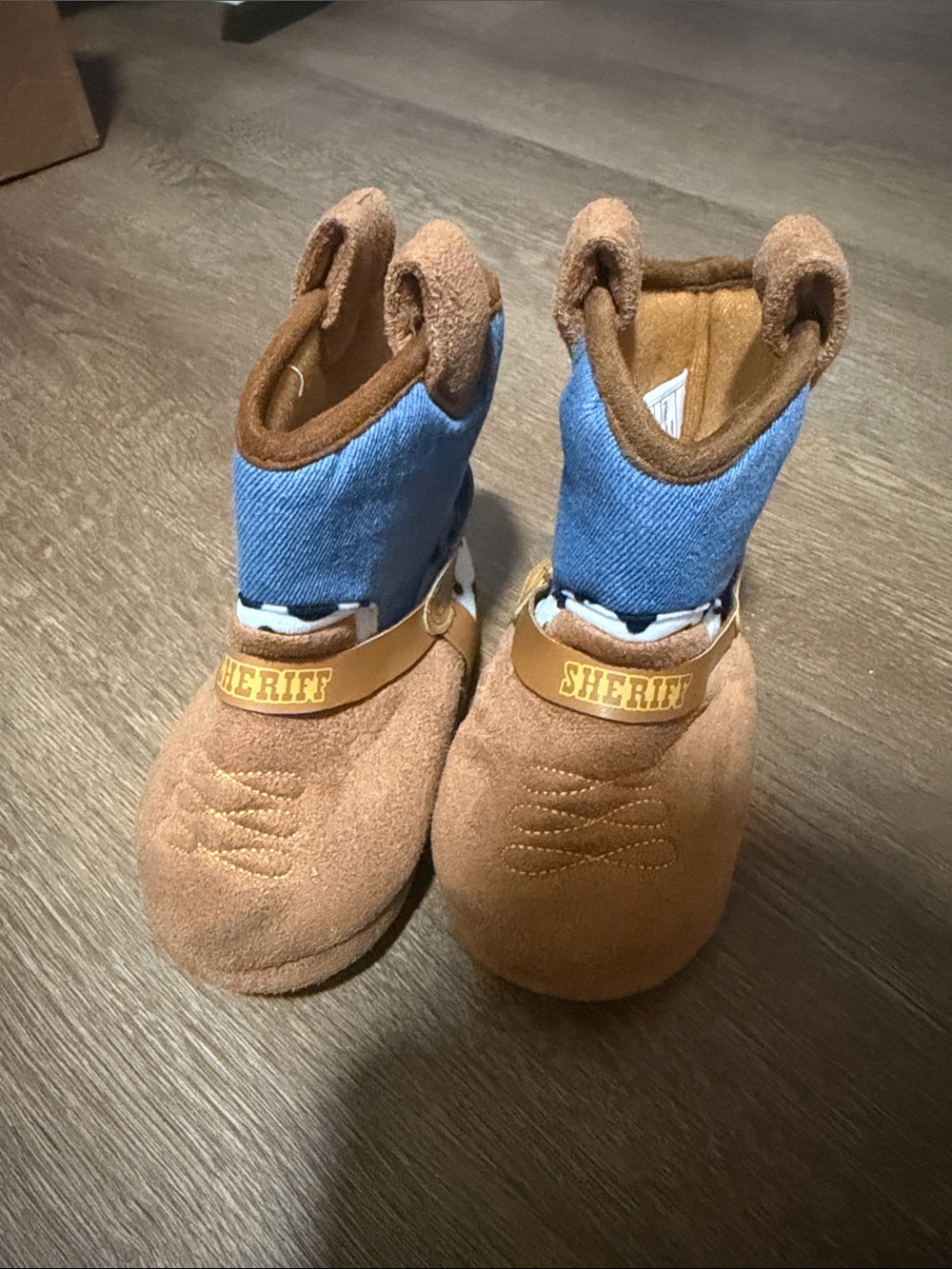 Disney Brown and Blue Sheriff Boot Slippers for Kids